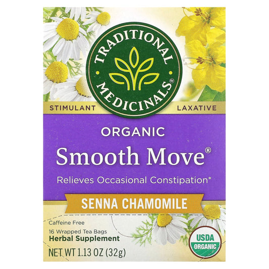 Traditional Medicinals, Organic Smooth Move®, Senna Chamomile, Caffeine Free, 16 Wrapped Tea Bags, 1.13 oz (32 g) - Image 1