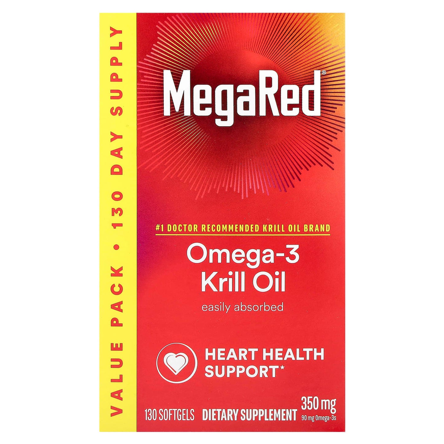 Schiff, MegaRed®, Omega-3 Krill Oil, Vanilla, 350 mg, 130 Softgels - Image 1