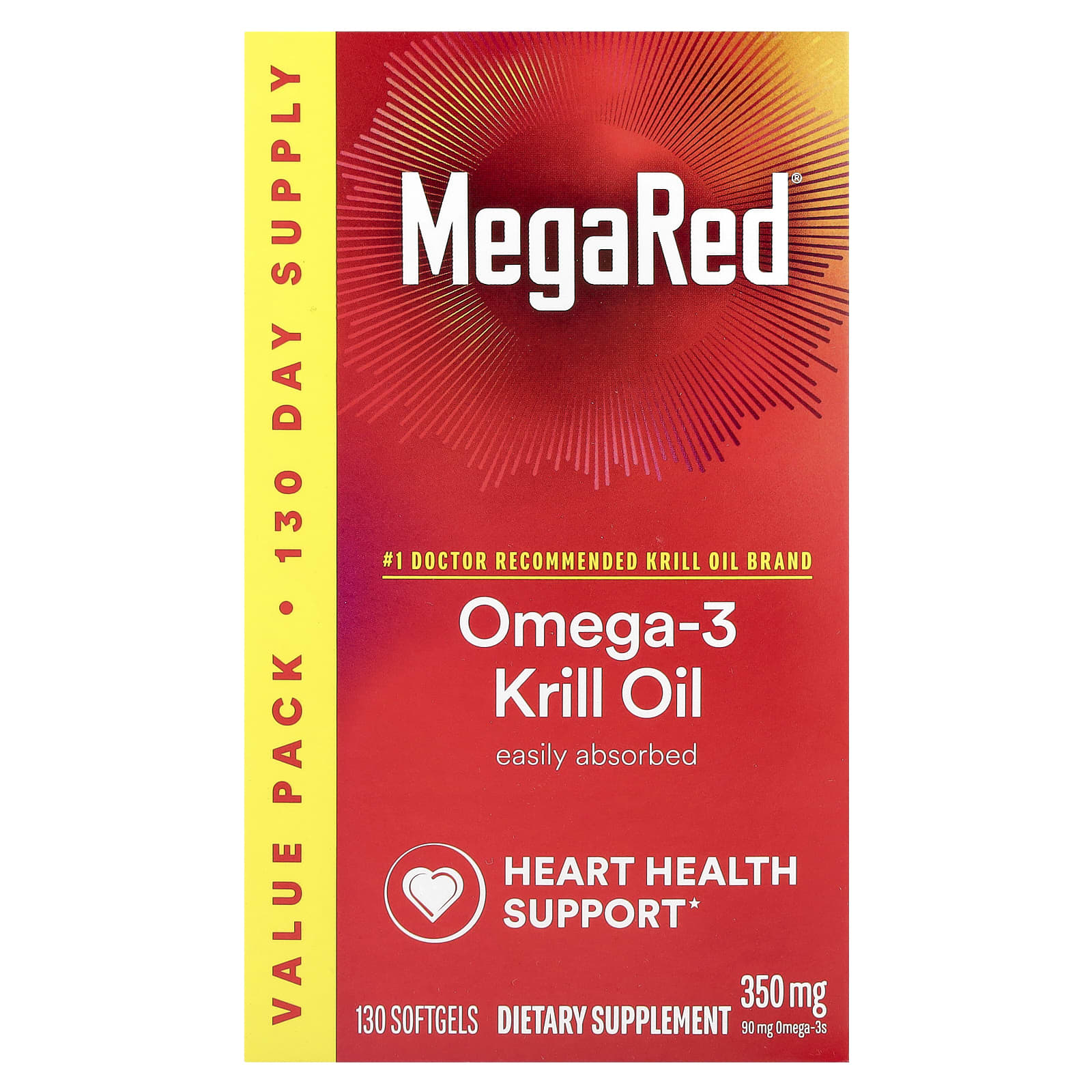Schiff, MegaRed®, Omega-3 Krill Oil, Vanilla, 350 mg, 130 Softgels - Image 1