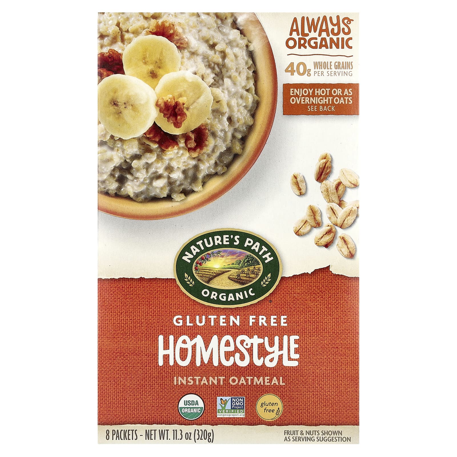 Nature's Path, Organic Instant Oatmeal, Homestyle,  8 Packets, 11.3 oz (320 g) - Image 1