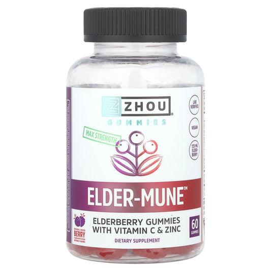 Zhou Nutrition, Elder-Mune™, Max Strength, Natural Mixed Berry, 60 Gummies - Image 1
