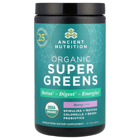 Ancient Nutrition Organic Super Greens Berry 6.7 oz - Image 1