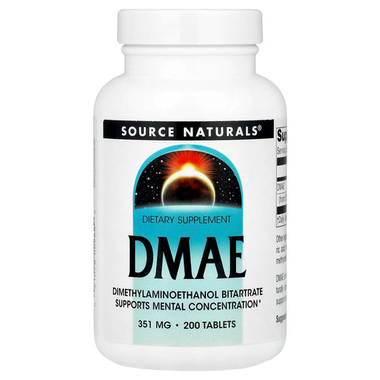 Source Naturals, DMAE, 351 mg, 200 Tablets - Image 1