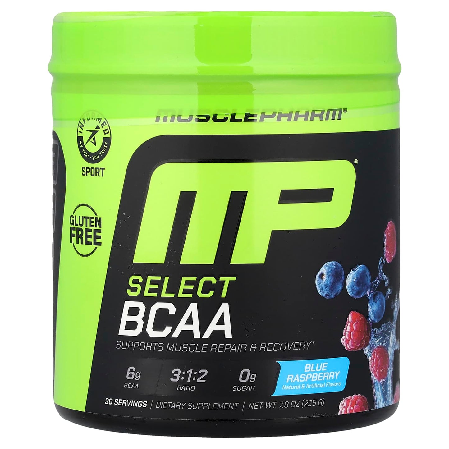 MusclePharm, Essentials, BCAA, Blue Raspberry, 0.5 lbs (225 g) - Image 1