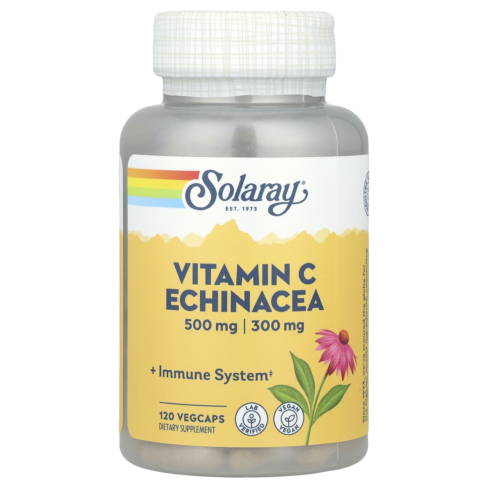 Solaray, Vitamin C Echinacea, 120 VegCaps - Image 1