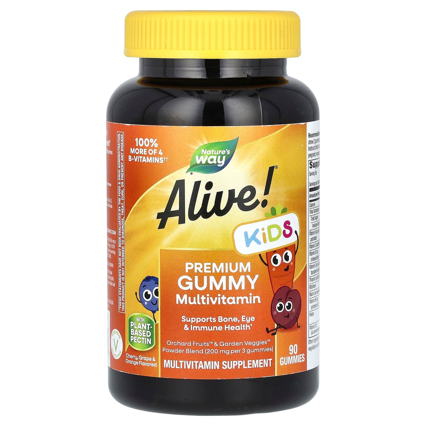 Nature's Way, Alive! Kids, Premium Gummy Multivitamin, Cherry, Grape & Orange, 90 Gummies - Image 1