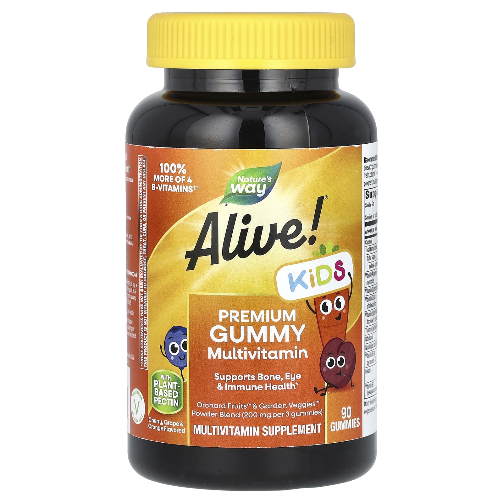 Nature's Way, Alive! Kids, Premium Gummy Multivitamin, Cherry, Grape & Orange, 90 Gummies - Image 1