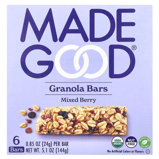 MadeGood, Granola Bars, Mixed Berry, 6 Bars, 0.85 oz (24 g) Each - Image 1