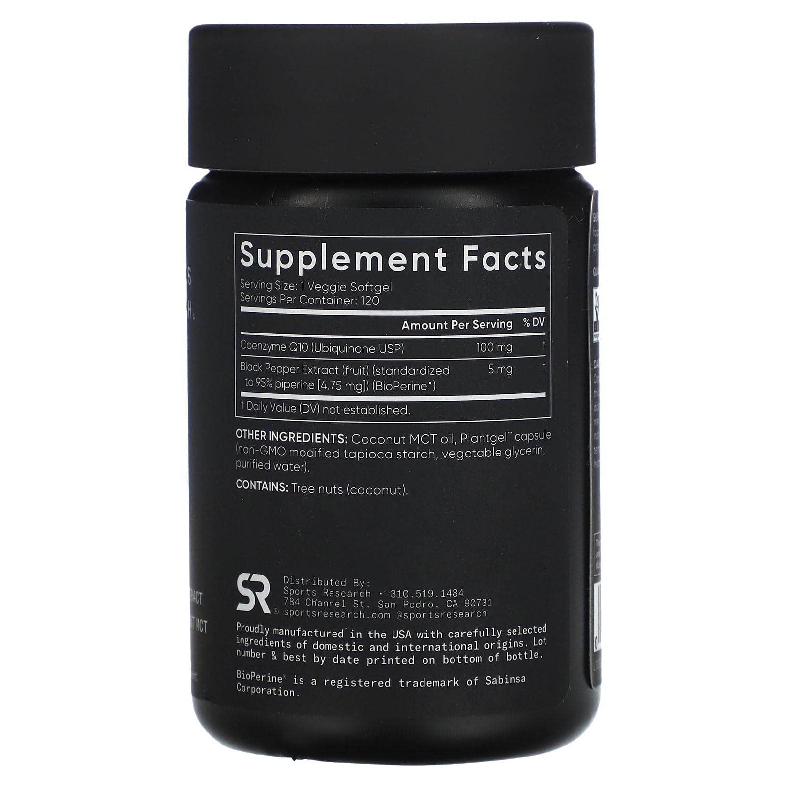 Sports Research, CoQ10, USP Grade with BioPerine, 100 mg, 120 Veggie Softgels - Image 2