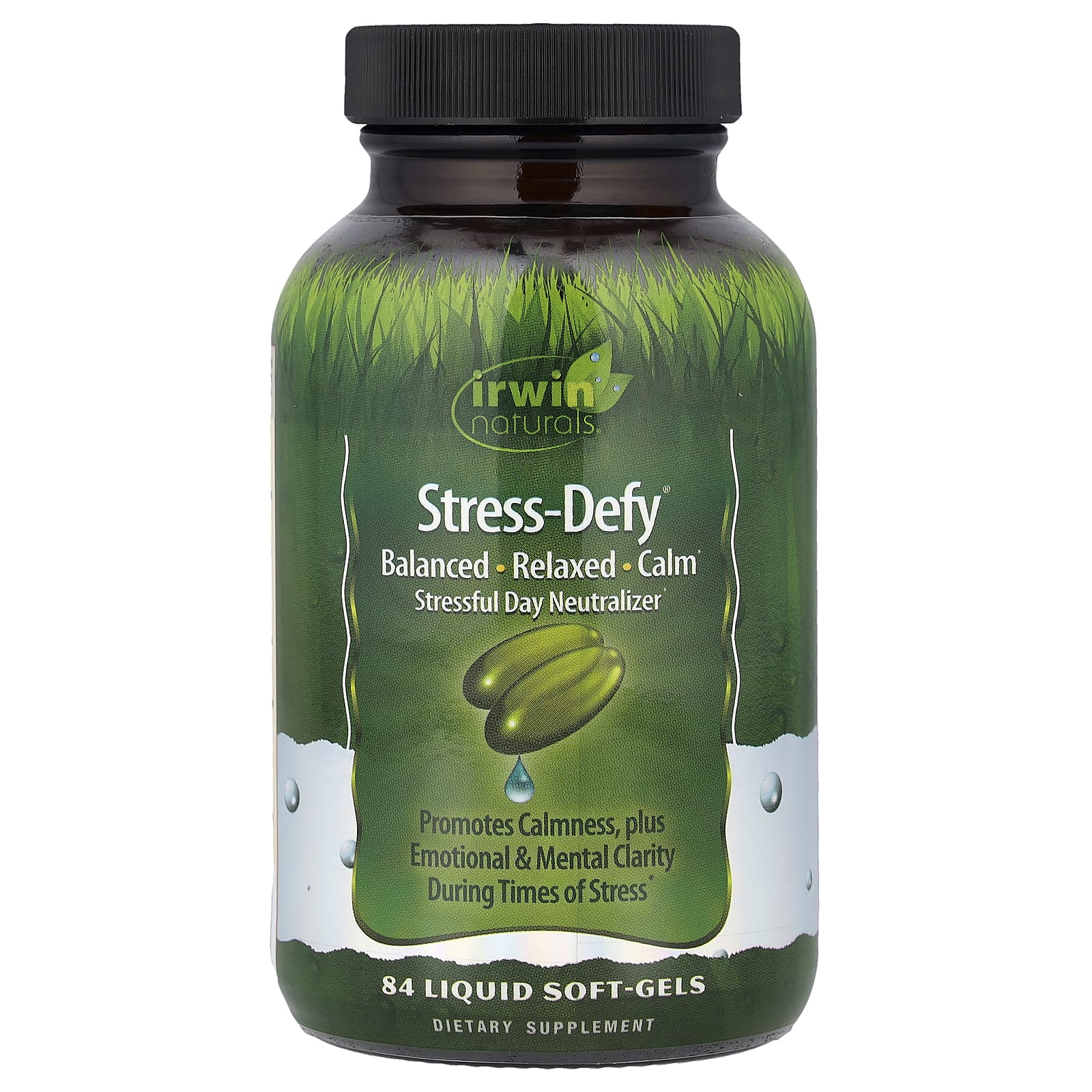 Irwin Naturals Stress-Defy 84 Liquid Soft-Gels for Stress Relief - Image 1