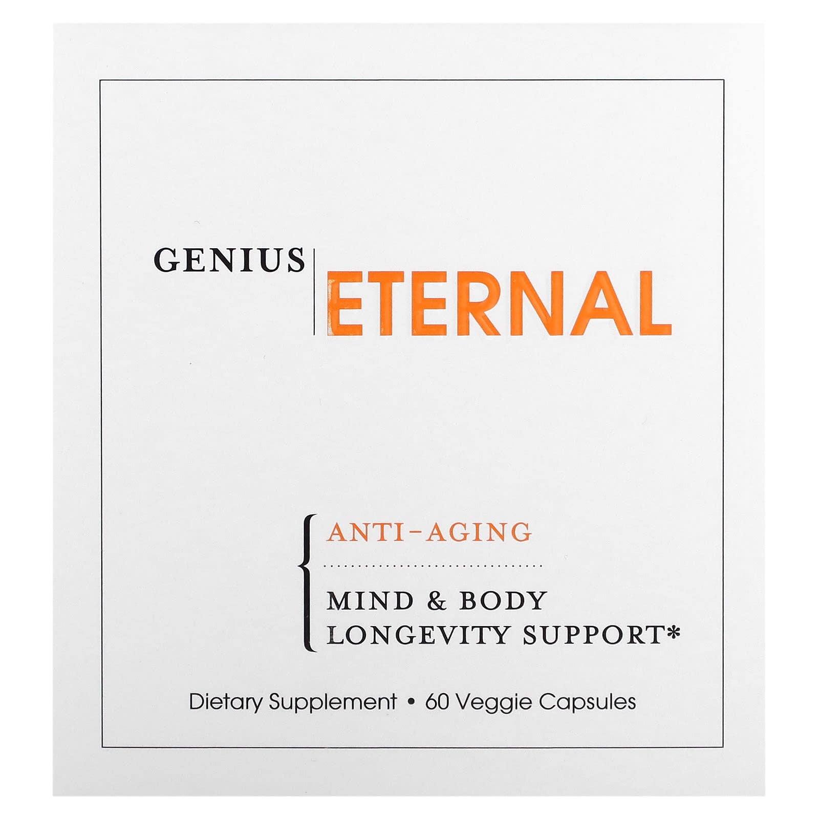 The Genius Brand, Eternal, Anti-Aging, 60 Veggie Capsules - Image 1