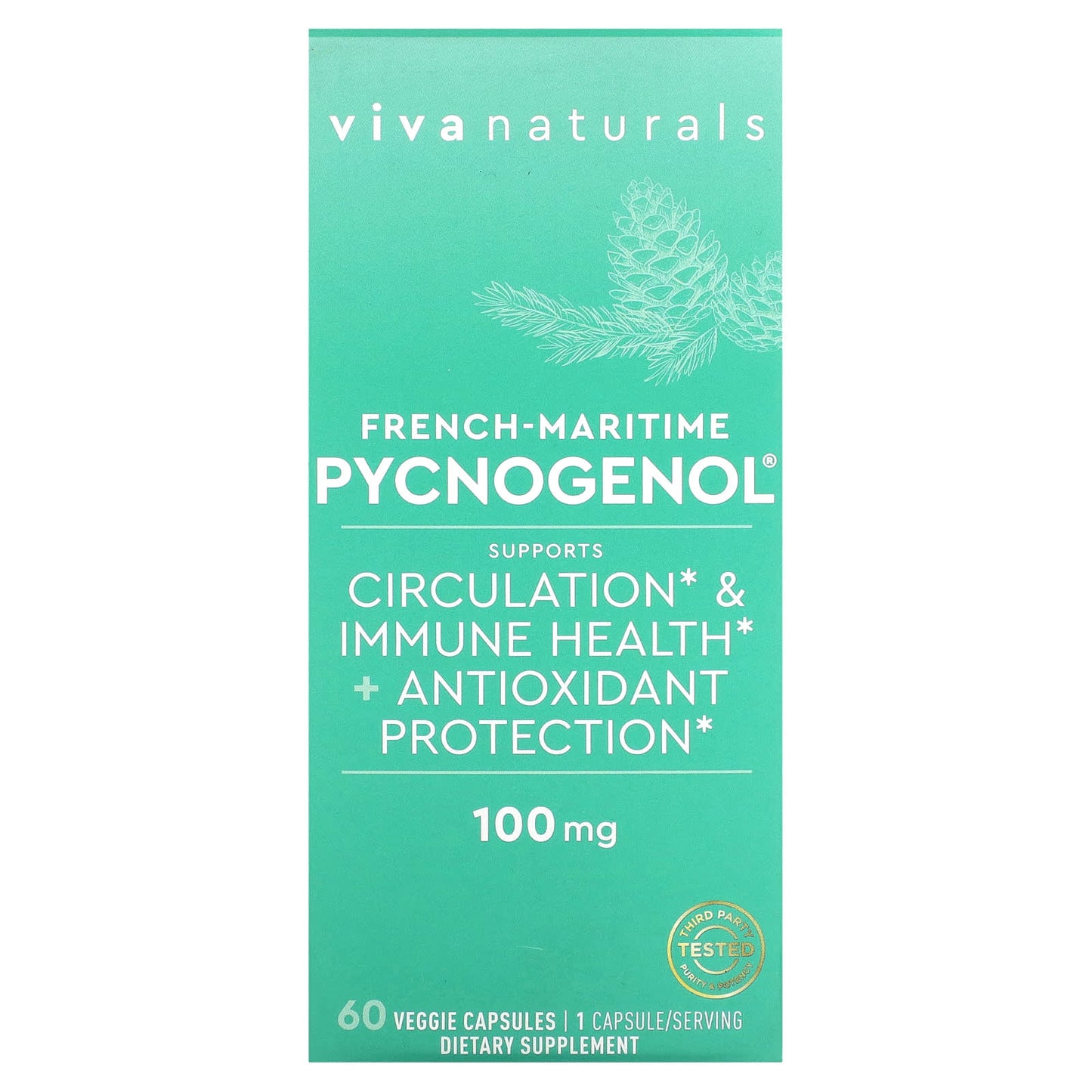 Viva Naturals, French-Maritime Pycnogenol, 100 mg, 60 Veggie Capsules - Image 1