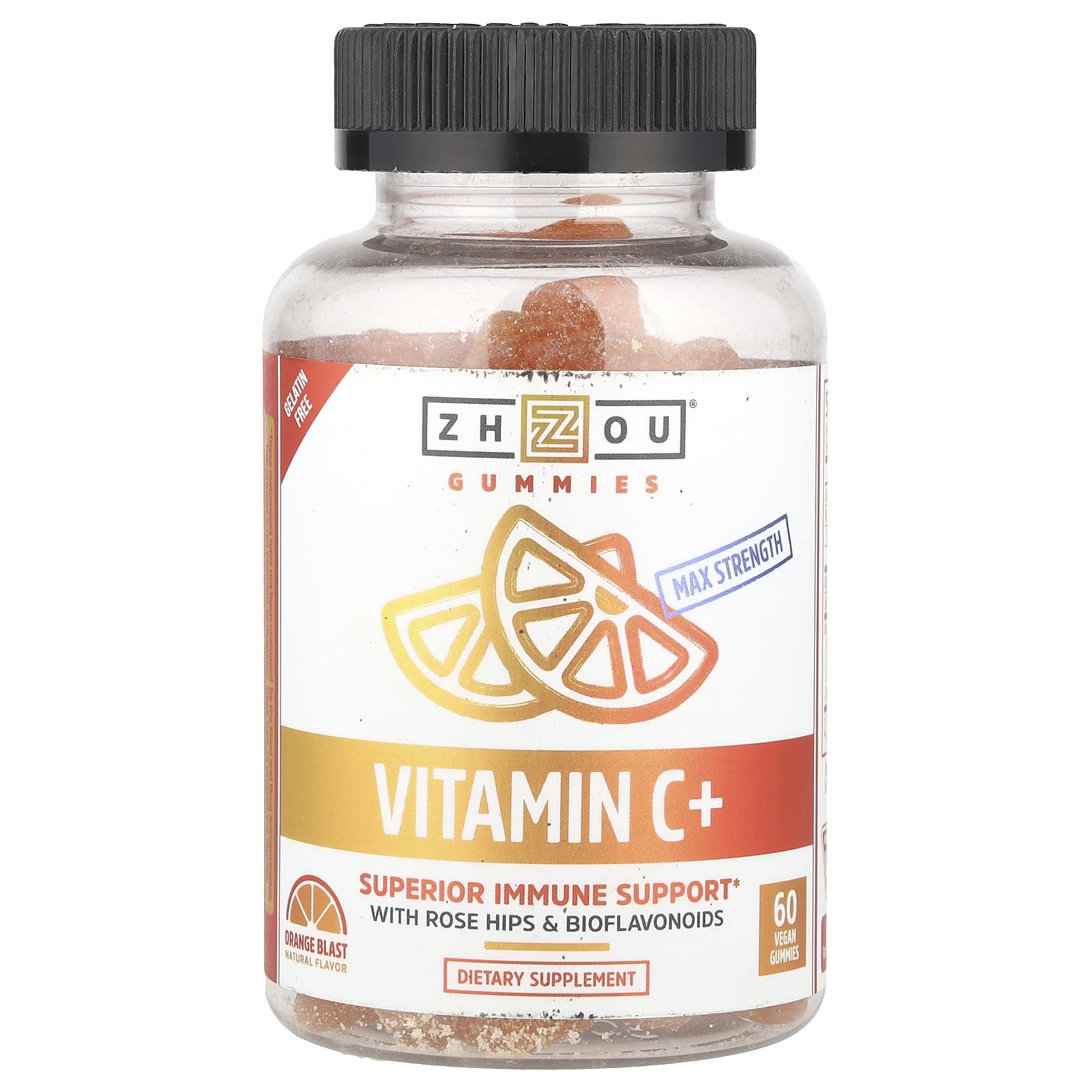 Zhou Nutrition, Vitamin C+, Orange Blast, 60 Vegan Gummies - Image 1