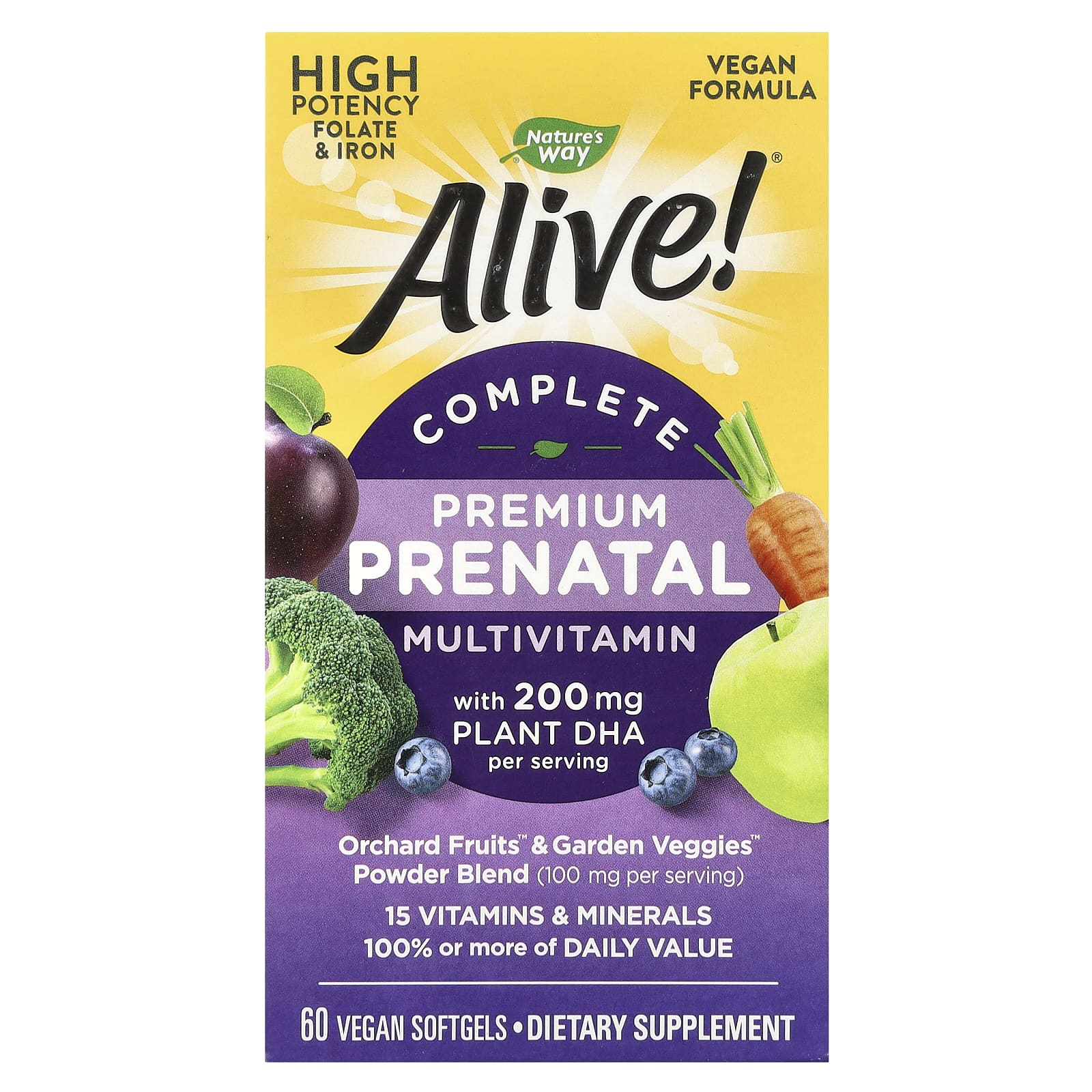 Nature's Way, Alive!® Complete Premium Prenatal Multivitamin, 60 Vegan Softgels - Image 1