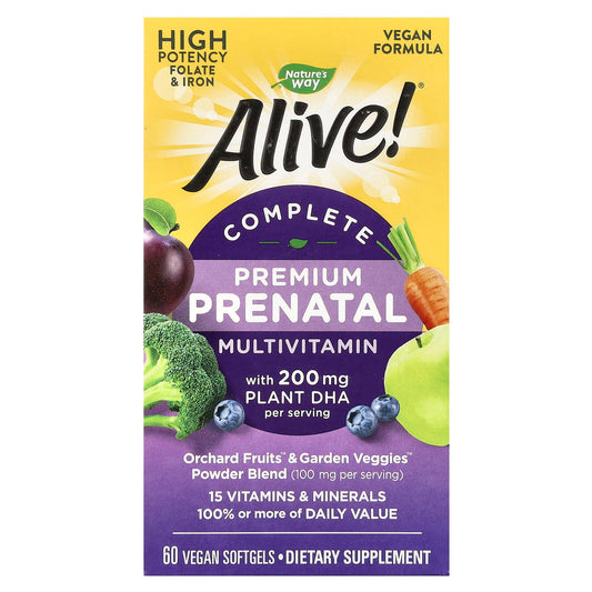 Nature's Way, Alive!® Complete Premium Prenatal Multivitamin, 60 Vegan Softgels - Image 1