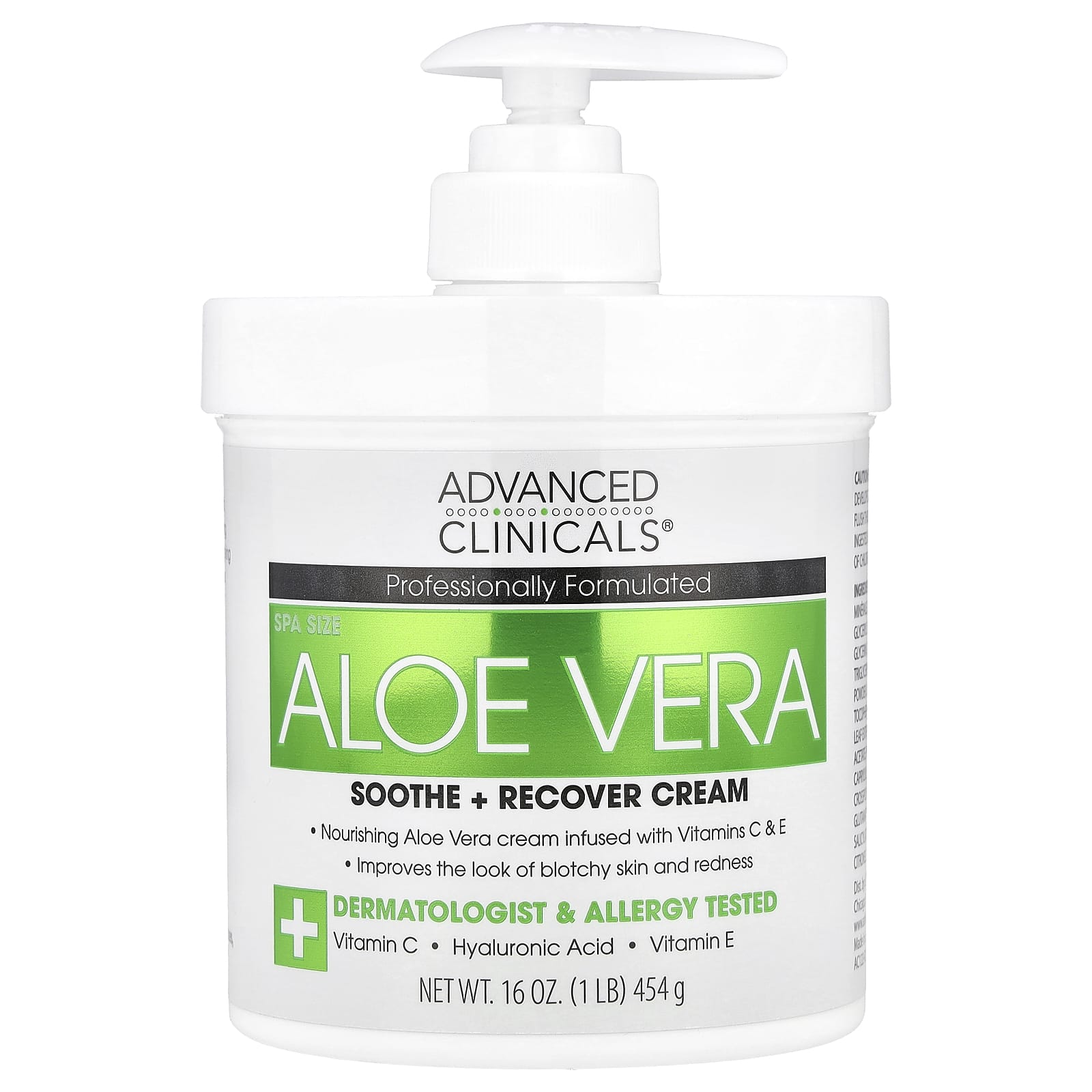 Soothe and Recover with Advanced Clinicals Aloe Vera Cream, 16 oz - Image 1