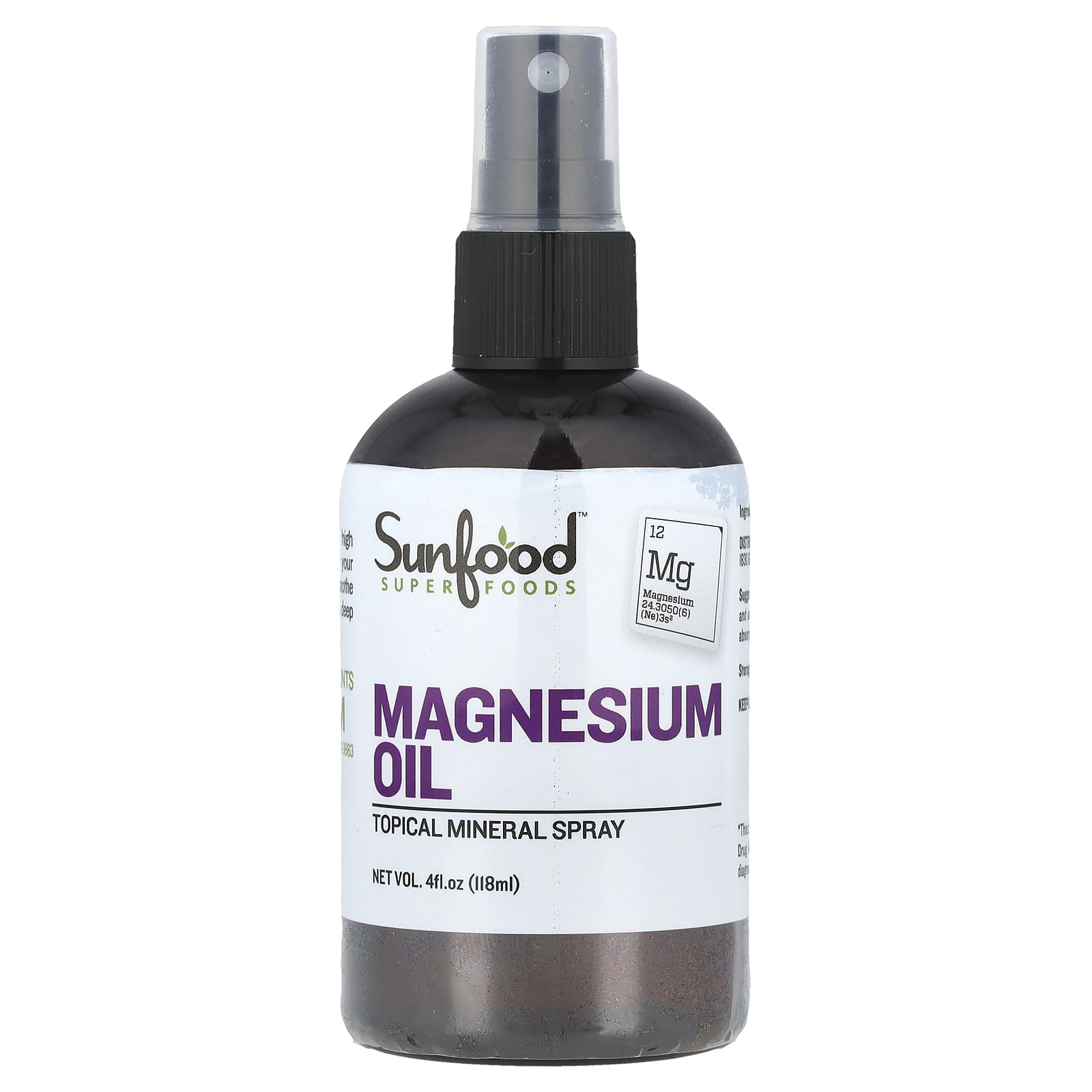 Sunfood, Magnesium Oil, 4 fl oz (118 ml) - Image 1