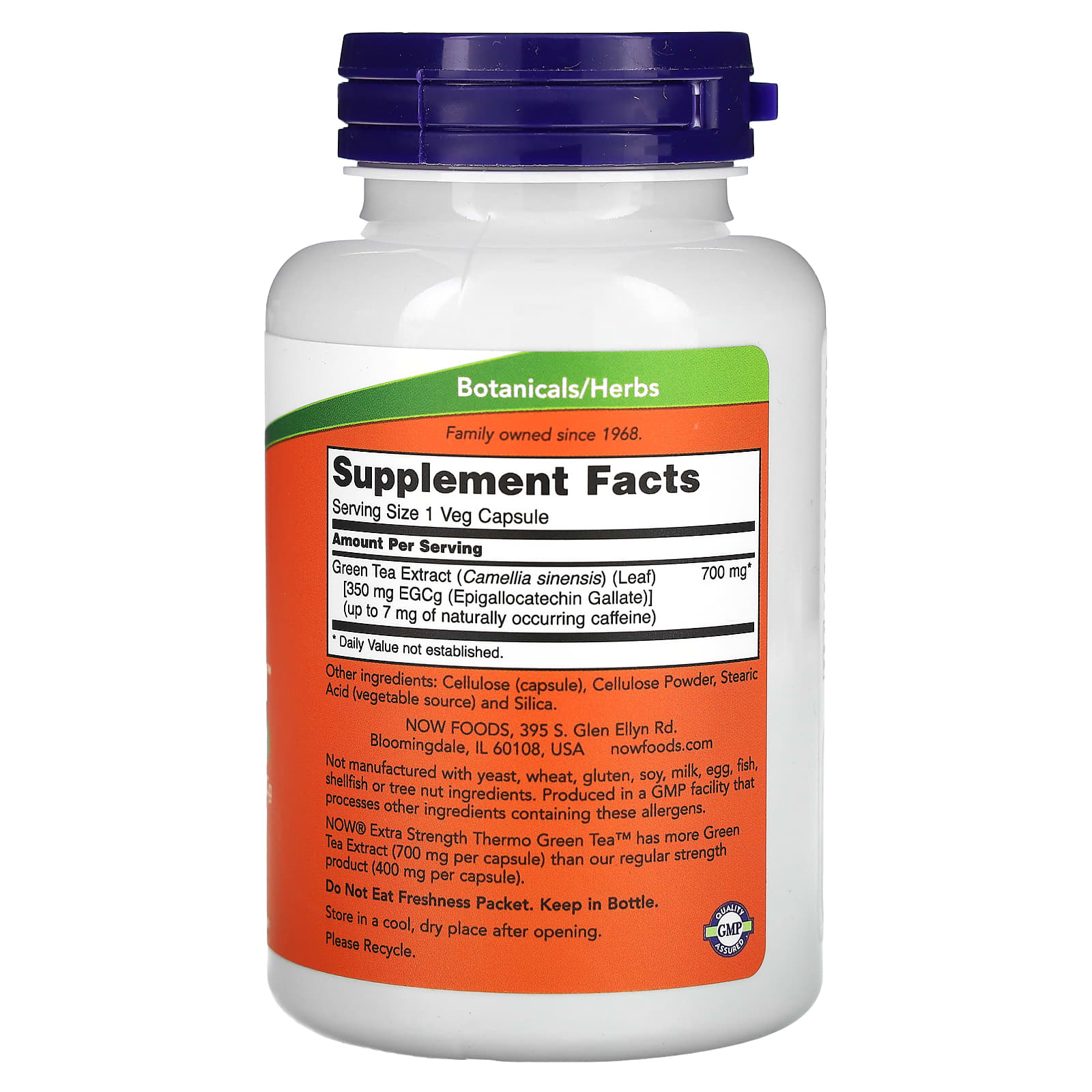 NOW Foods, Thermo Green Tea, Extra Strength, 700 mg, 90 Veg Capsules - Image 2