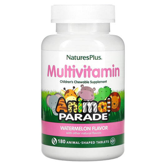 NaturesPlus, Animal Parade, Children's Chewable Supplement, Watermelon, 180 Animal-Shaped Tablets - Image 1
