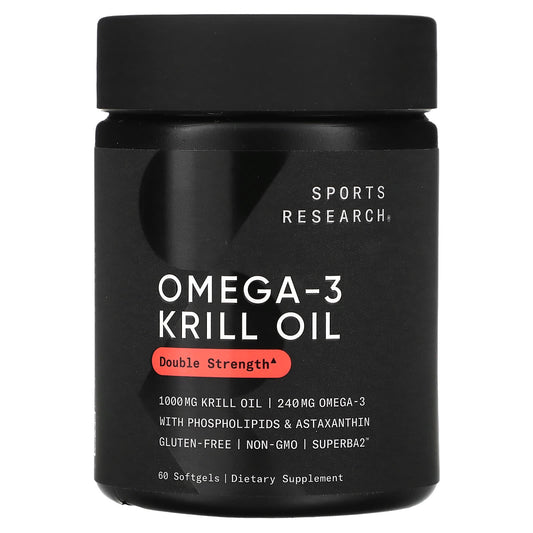 Sports Research, Omega-3 Krill Oil, Double Strength, 1,000 mg, 60 Softgels - Image 1