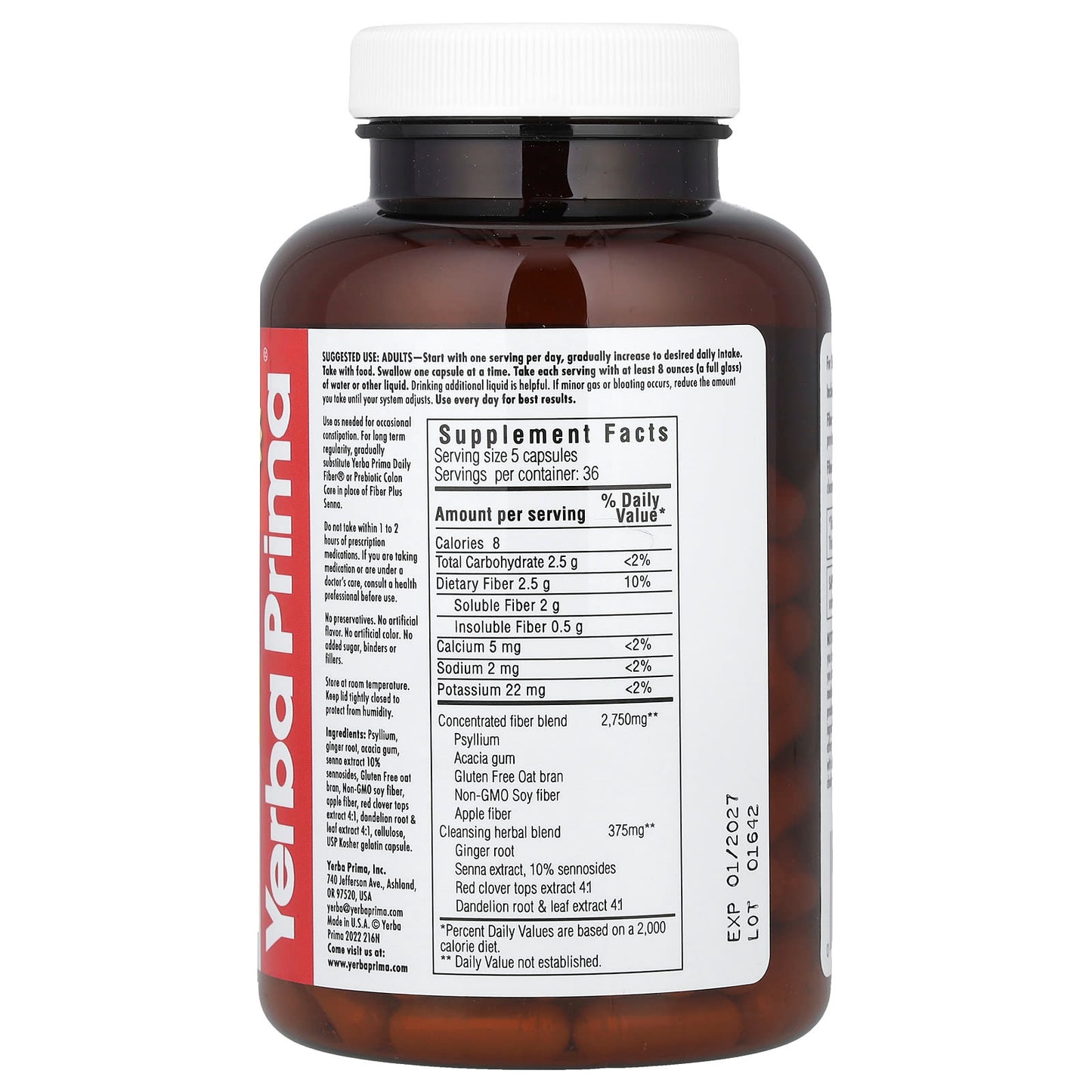 Yerba Prima, Fiber Plus® Senna Caps, 180 Capsules - Image 2