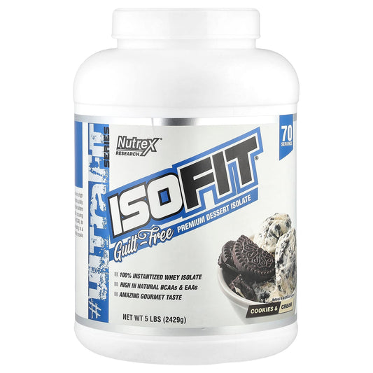 Nutrex Research, IsoFit® Protein, Cookies & Cream, 5 lbs (2,429 g) - Image 1