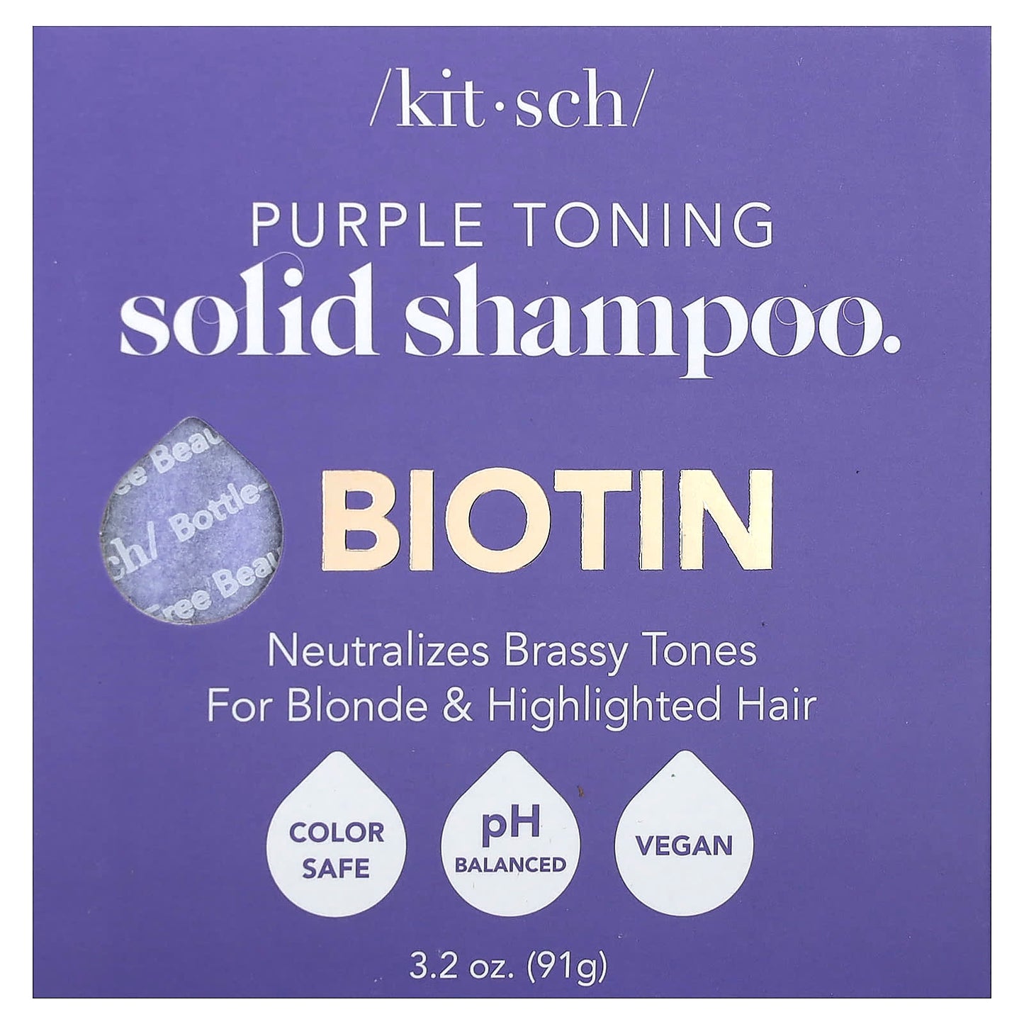 Kitsch, Purple Toning Solid Shampoo Bar, Biotin, Orange Blossom & Jasmine, 3.2 oz (91 g) - Image 1