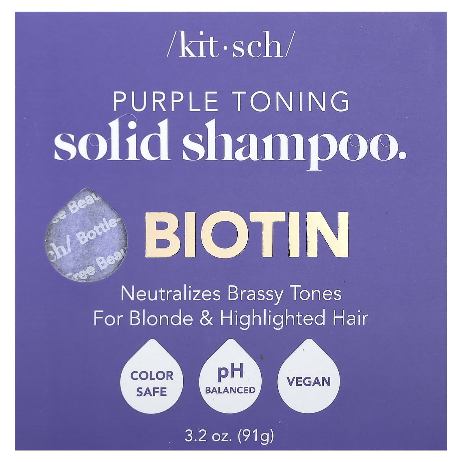 Kitsch, Purple Toning Solid Shampoo Bar, Biotin, Orange Blossom & Jasmine, 3.2 oz (91 g) - Image 1