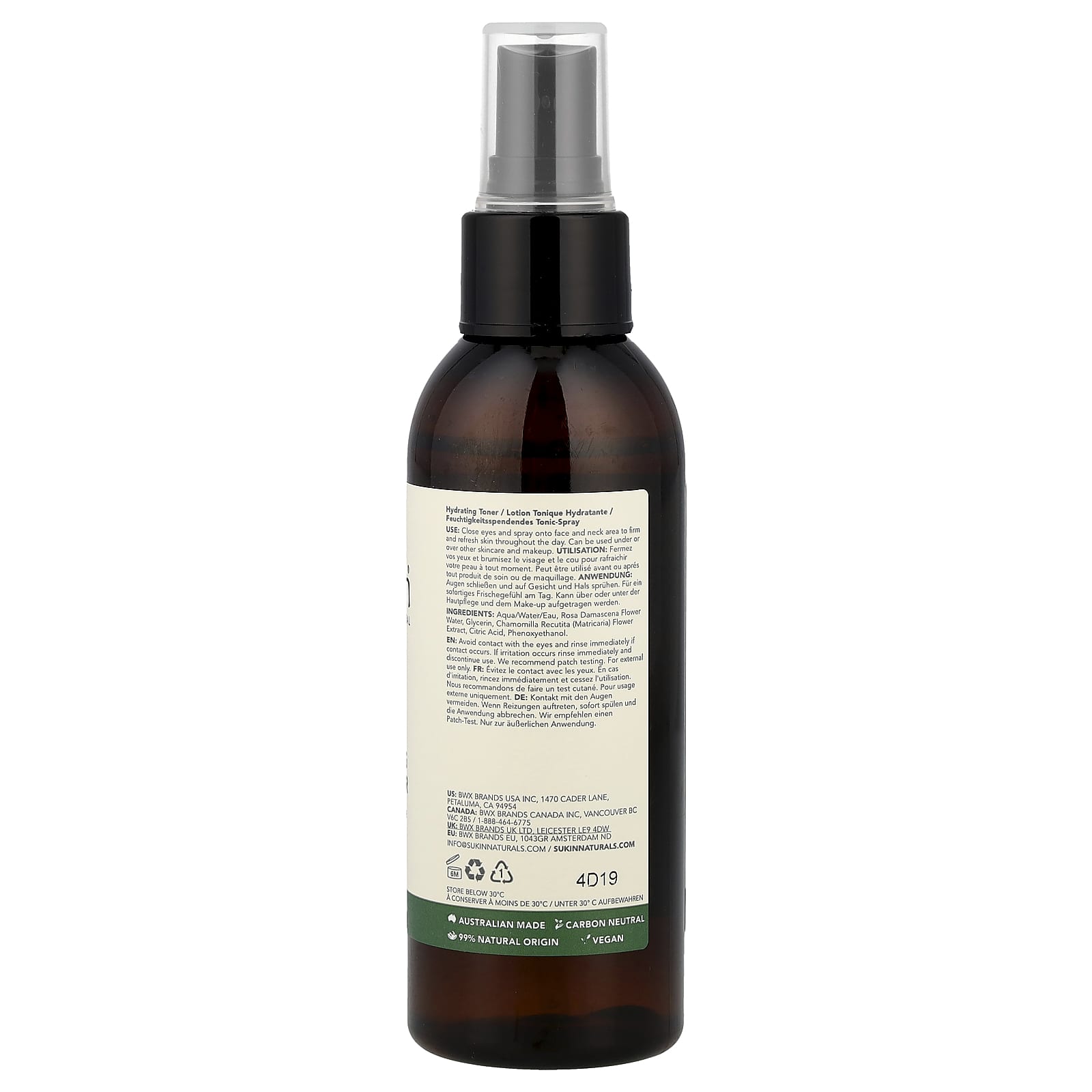 Sukin, Hydrating Mist Toner, All Skin Types, 4.23 fl oz (125 ml) - Image 2