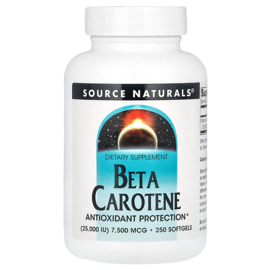 Source Naturals, Beta Carotene, 7,500 mcg (25,000 IU), 250 Softgels - Image 1