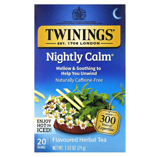 Twinings, Flavored Herbal Tea, Nightly Calm, Caffeine Free, 20 Tea Bags, 1.02 oz (29 g) - Image 1