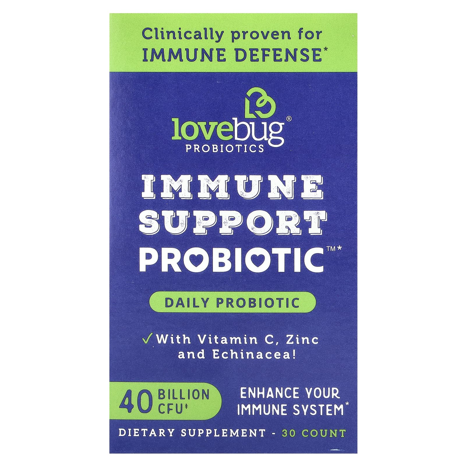 LoveBug Probiotics, Immune Support Probiotic™, Daily Probiotic, 40 Billion CFU, 30 Count - Image 1