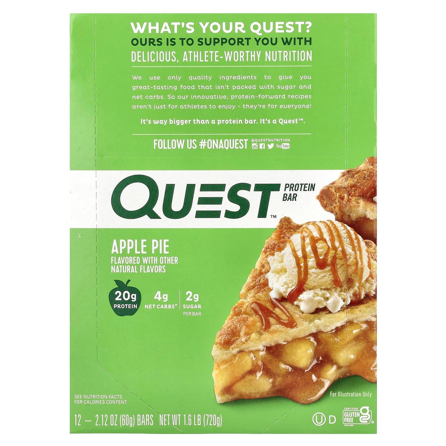 Quest Nutrition, Protein Bar, Apple Pie, 12 Bars, 2.12 oz (60 g) Each - Image 1