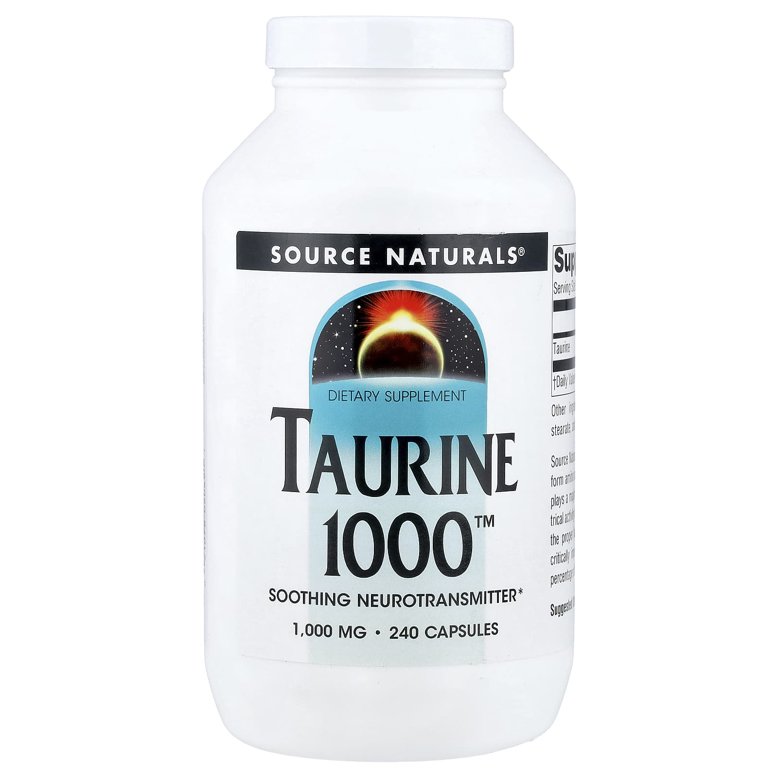 Source Naturals, Taurine 1000™, 1,000 mg, 240 Capsules - Image 1