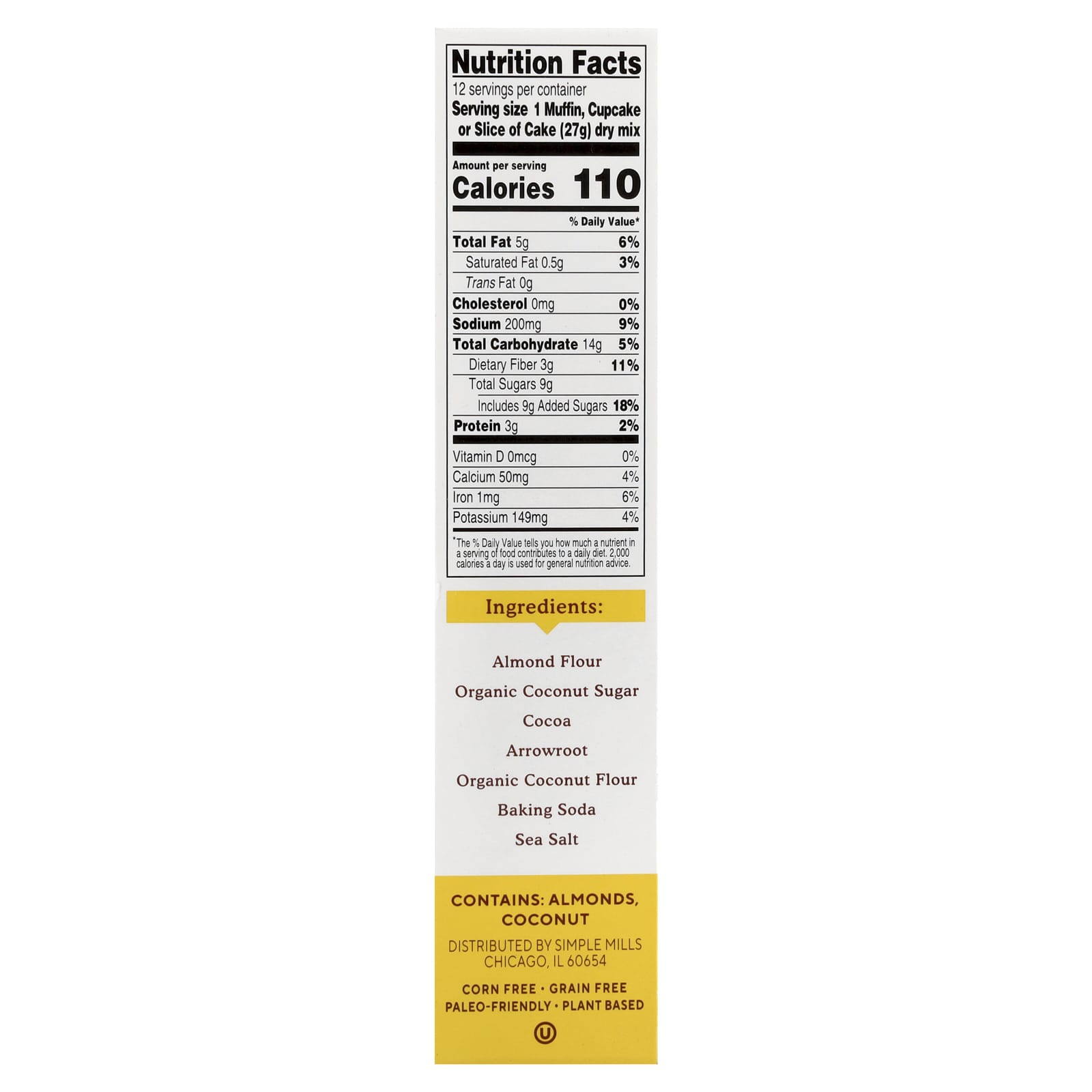 Simple Mills, Almond Flour Baking Mix, Chocolate Muffin & Cake, 11.2 oz (318 g) - Image 2