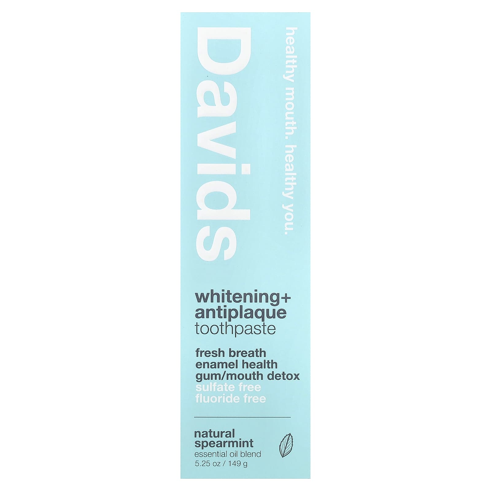Natural Whitening Toothpaste by Davids - Spearmint Fresh Breath - Image 2