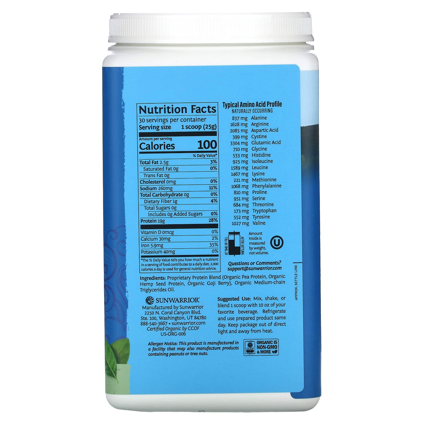 Sunwarrior, Warrior Blend, Protein, Unflavored, 1.65 lbs (750 g) - Image 2