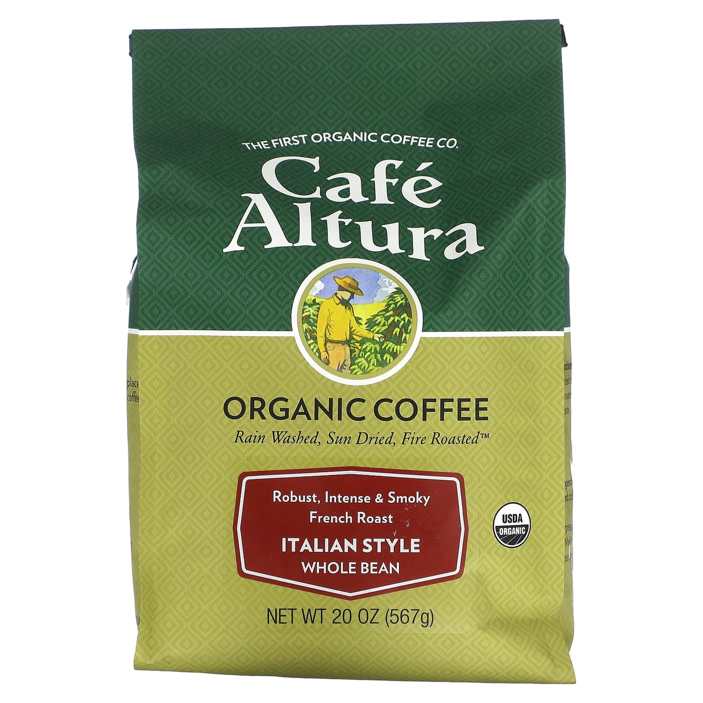 Italian-Style Organic Coffee By Cafe Altura, Whole Bean, French Roast, 20 oz - Image 1