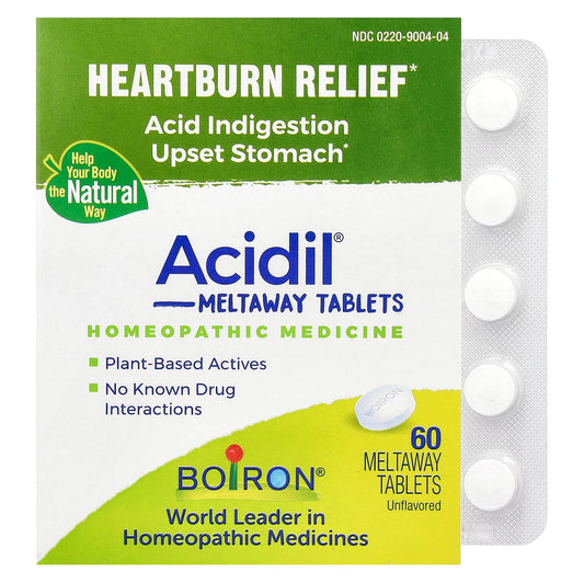 Natural Heartburn Relief with Boiron Acidil, 60 Meltaway Tablets - Image 1