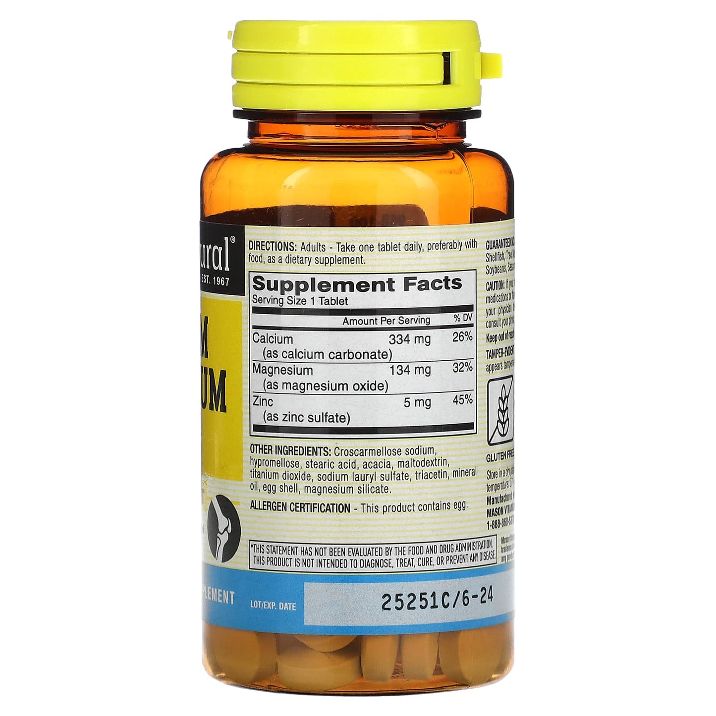 Mason Natural, Calcium Magnesium & Zinc, 100 Tablets - Image 2