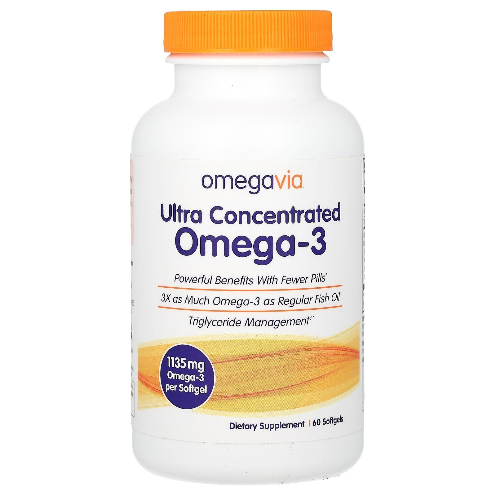 OmegaVia, Ultra Concentrated Omega-3, 1,135 mg, 60 Softgels - Image 1