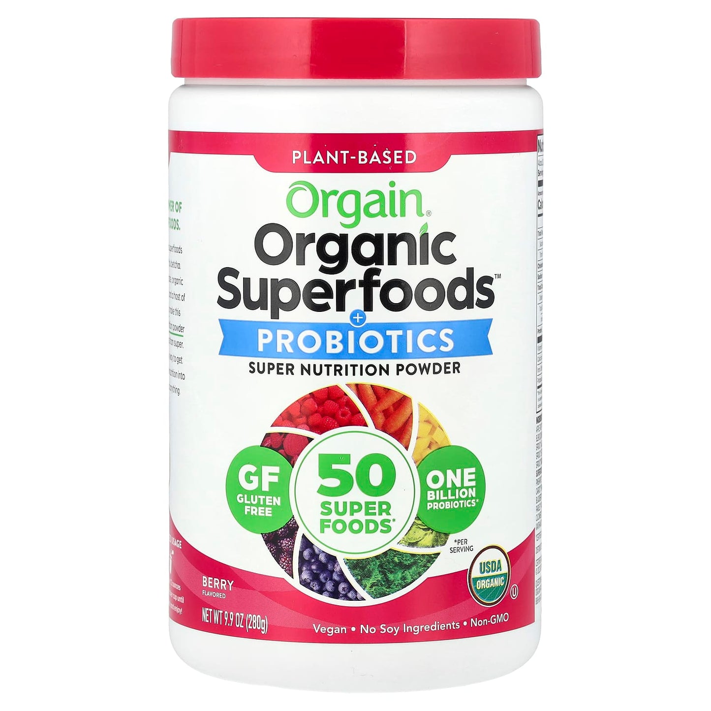 Orgain, Organic Superfoods™ + Probiotics Super Nutrition Powder, Berry, 9.9 oz (280 g) - Image 1