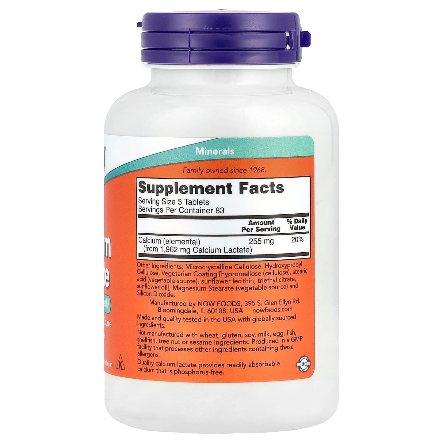 NOW Foods, Calcium Lactate, 250 Tablets (85 mg per Tablet) - Image 2