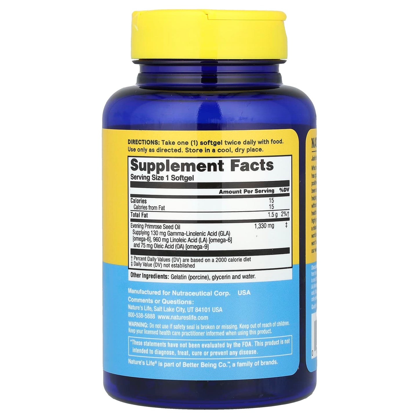 Nature's Life, Evening Primrose Oil, 1,300 mg, 60 Softgels - Image 2