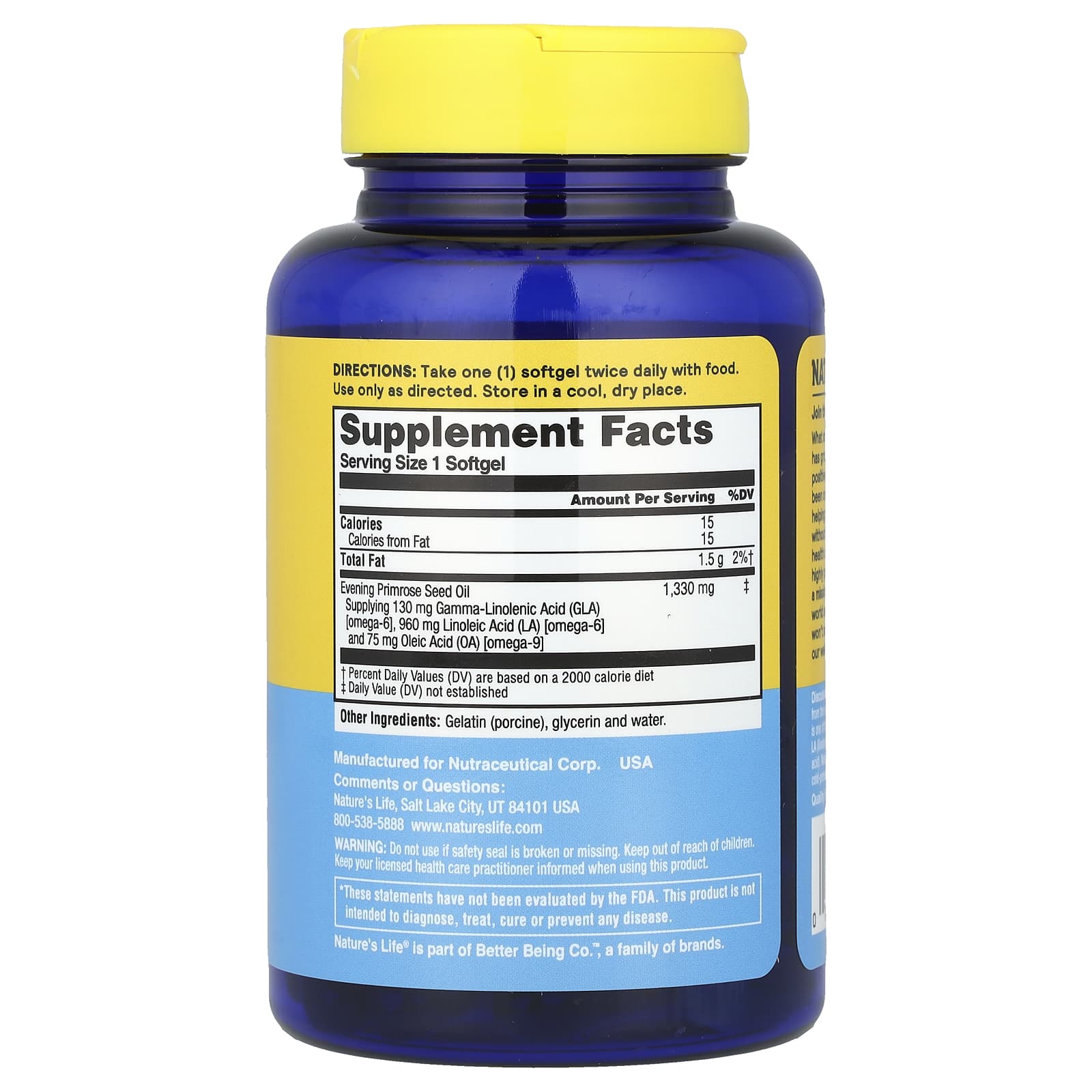 Nature's Life, Evening Primrose Oil, 1,300 mg, 60 Softgels - Image 2