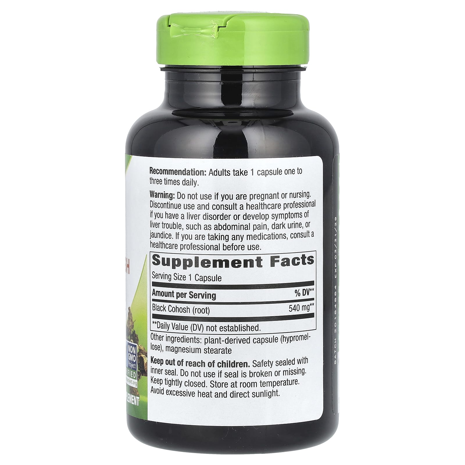 Nature's Way, Black Cohosh Root, 540 mg, 180 Vegan Capsules - Image 2