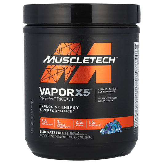 MuscleTech, VaporX5®, Pre-Workout, Blue Razz Freeze, 9.4 oz (266 g) - Image 1
