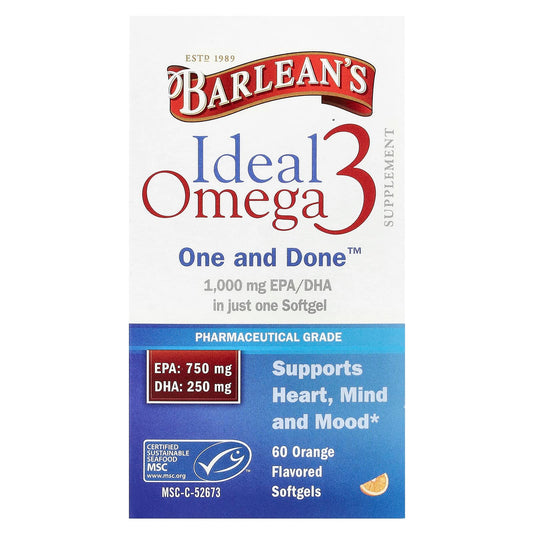 Barlean's Ideal Omega 3 Softgels for Heart Health and Brain Function - Image 1