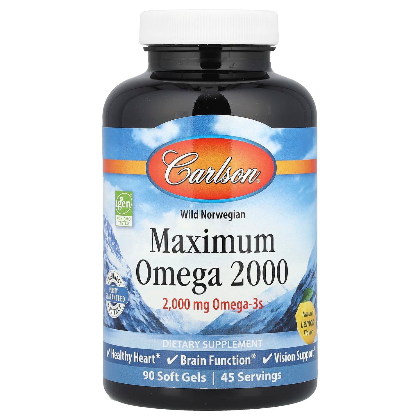 Carlson Wild Norwegian Omega 2000 Fish Oil Supplements 90 Soft Gels - Image 1