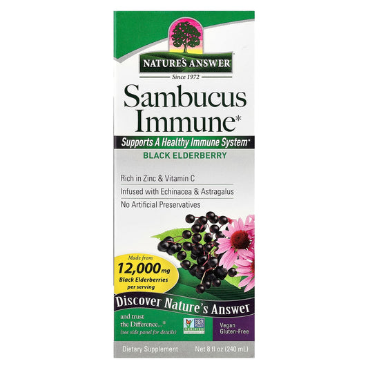 Nature's Answer, Sambucus Immune, Black Elderberry, 12,000 mg, 8 fl oz (240 ml) - Image 1